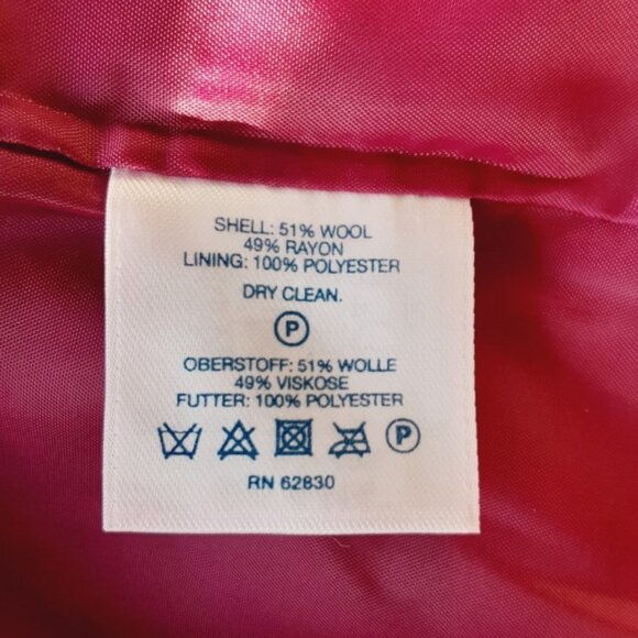 Lands End Boiled Wool Pea Coat Fuchsia Magenta 4P - Picture 11 of 11